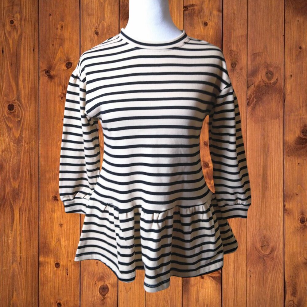 Copper Key Size Small 3/4 Sleeve Striped  Pull Over Peplum Sweater NEW
